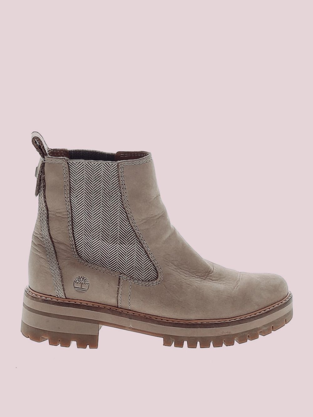 Timberland Women's Taupe Leather Chelsea Lug Booties